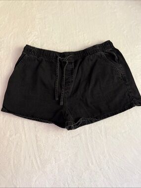 ASOS Black Denim Elastic Waist Drawstring Shorts